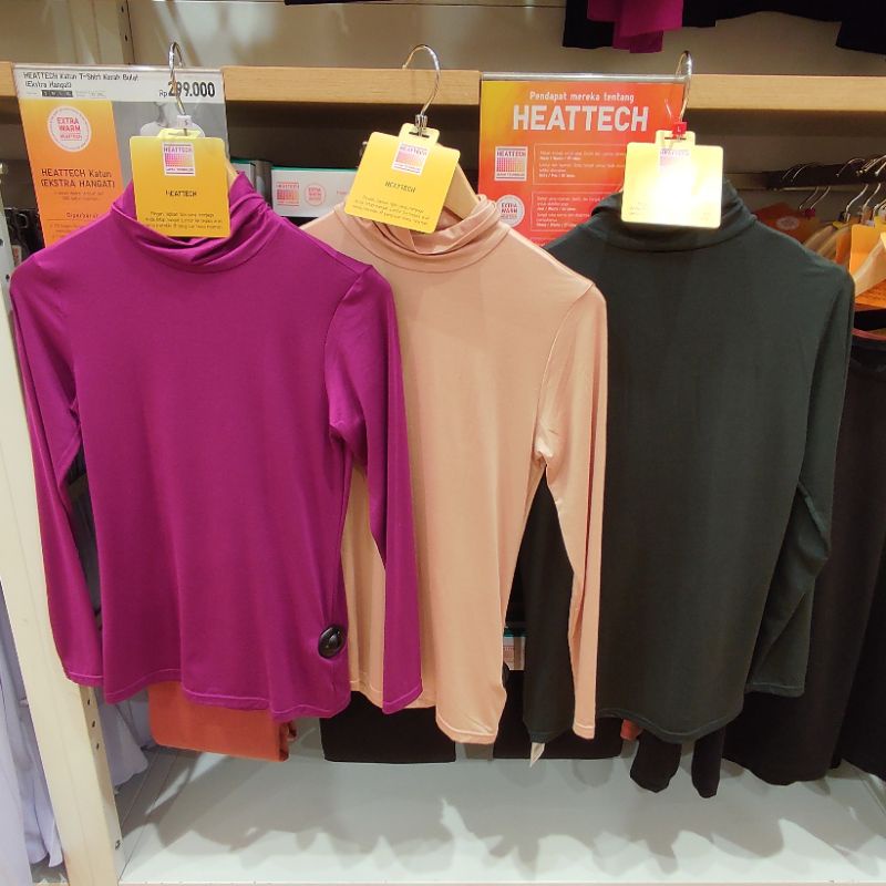 T-shirt Inner Heattech Katun Turtleneck Uniqlo Cewek SALE