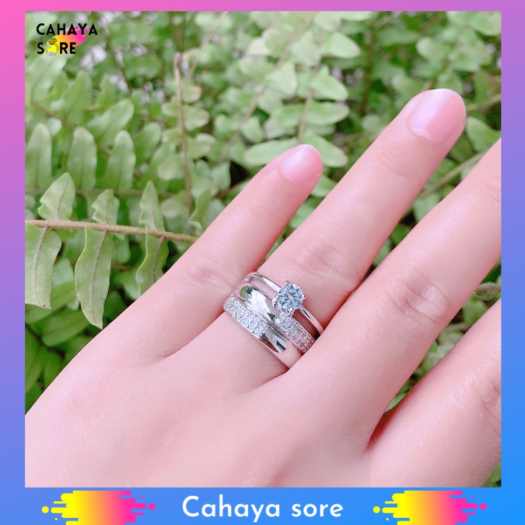 Cincin Xuping Silver Cincin Dewasa Permata Satu Mewah CD22