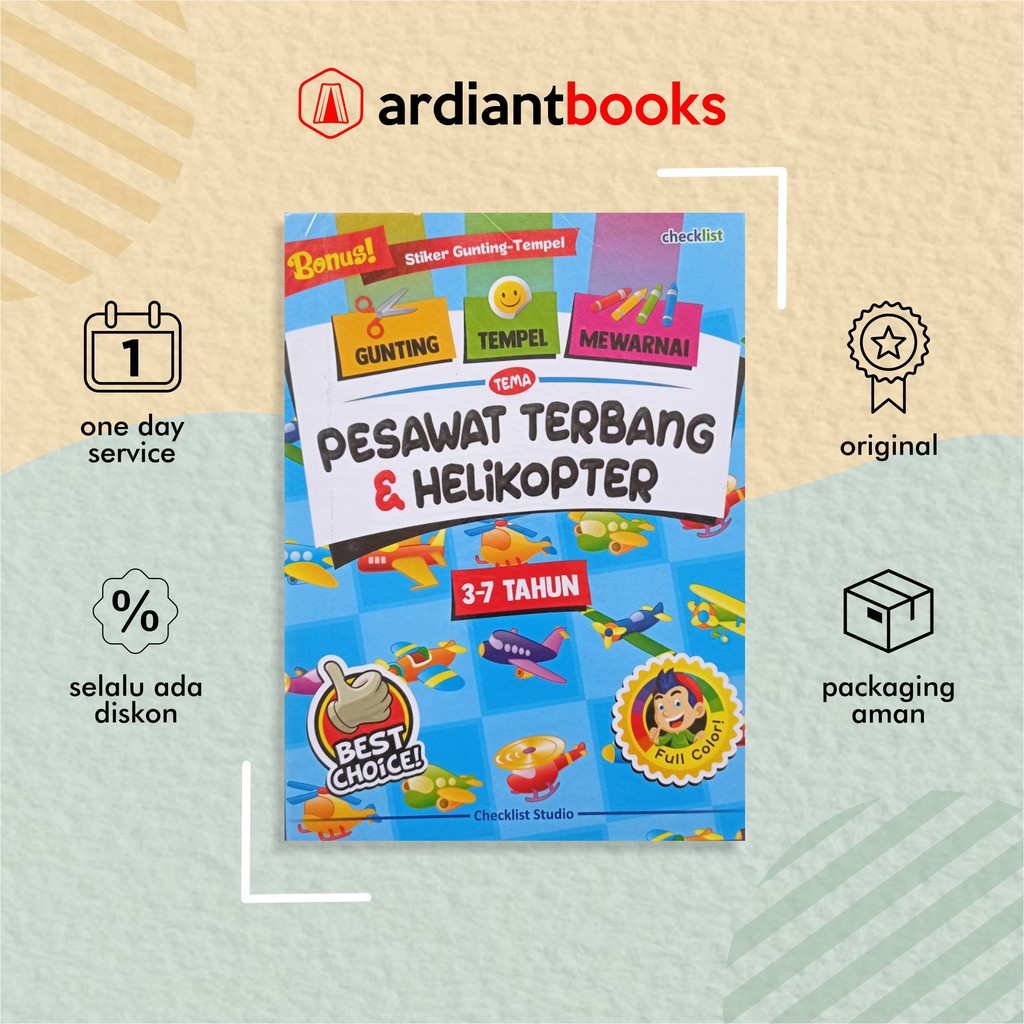 Buku Anak Paud Tk Gunting Tempel Mewarnai Tema Pesawat Terbang Helikopter Shopee Indonesia