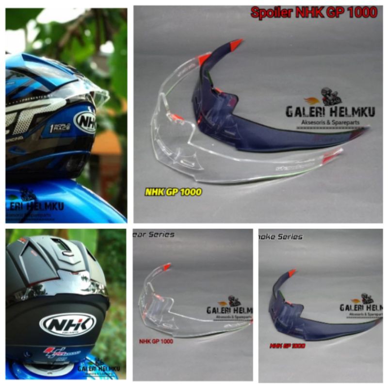 Spoiler Helm Nhk Gp 1000 Gp1000 Clear Hitam Aksesoris Helm Full Face