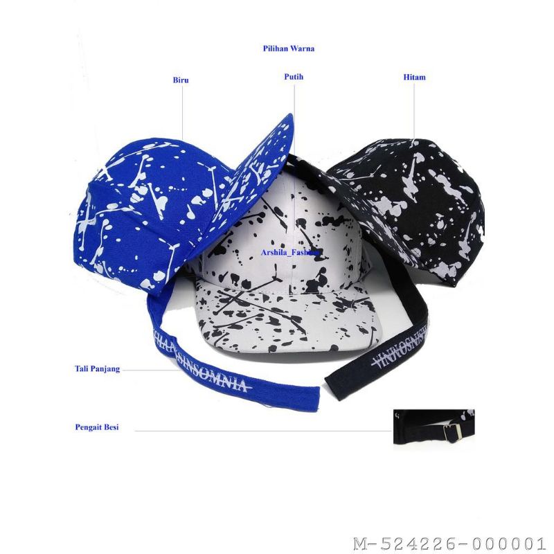 Topi basbbal bercak tali panjang/ topi K-Pop korea