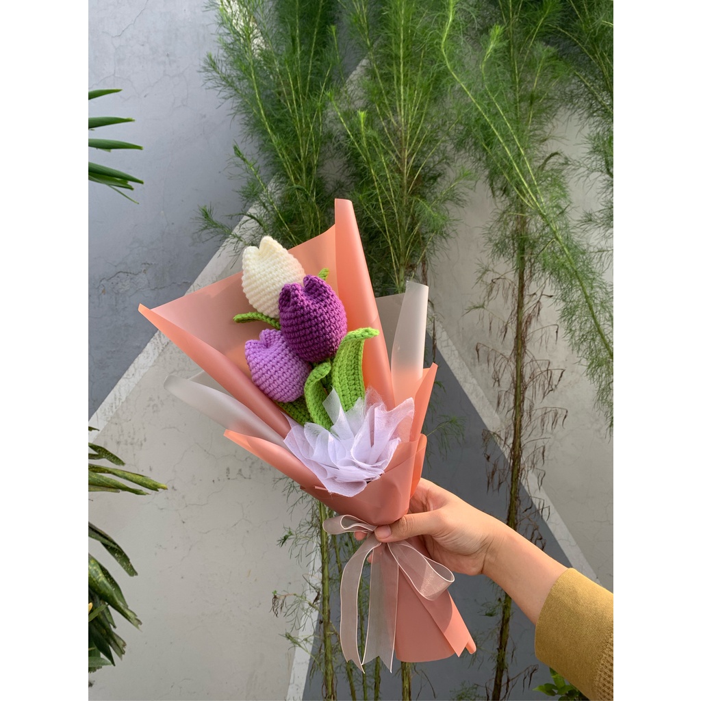 Jual Bunga Rajut Crochet Bouquet Croquet Tulip Handmade Shopee Indonesia