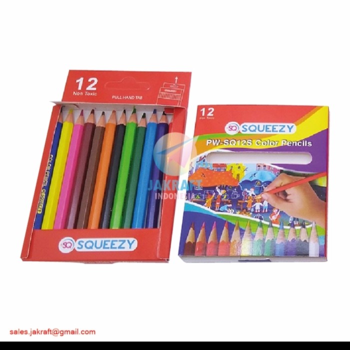 

Pensil Warna Set 12pcs Squeezer Joyko - Pensil 12 warna kecil