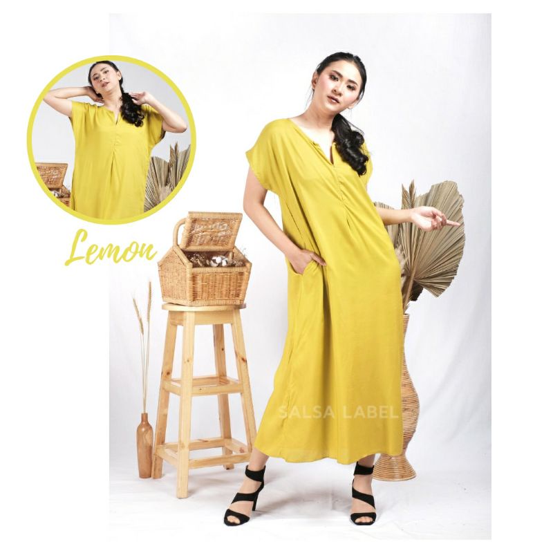 daster long semata kaki, daster panjang viral kekinian, daster rayon busui terlaris-Long polos (lemon)