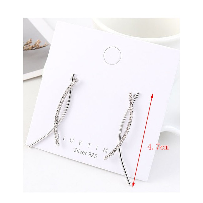 LRC Anting Tusuk Fashion Cross Diamond Earrings Y63150