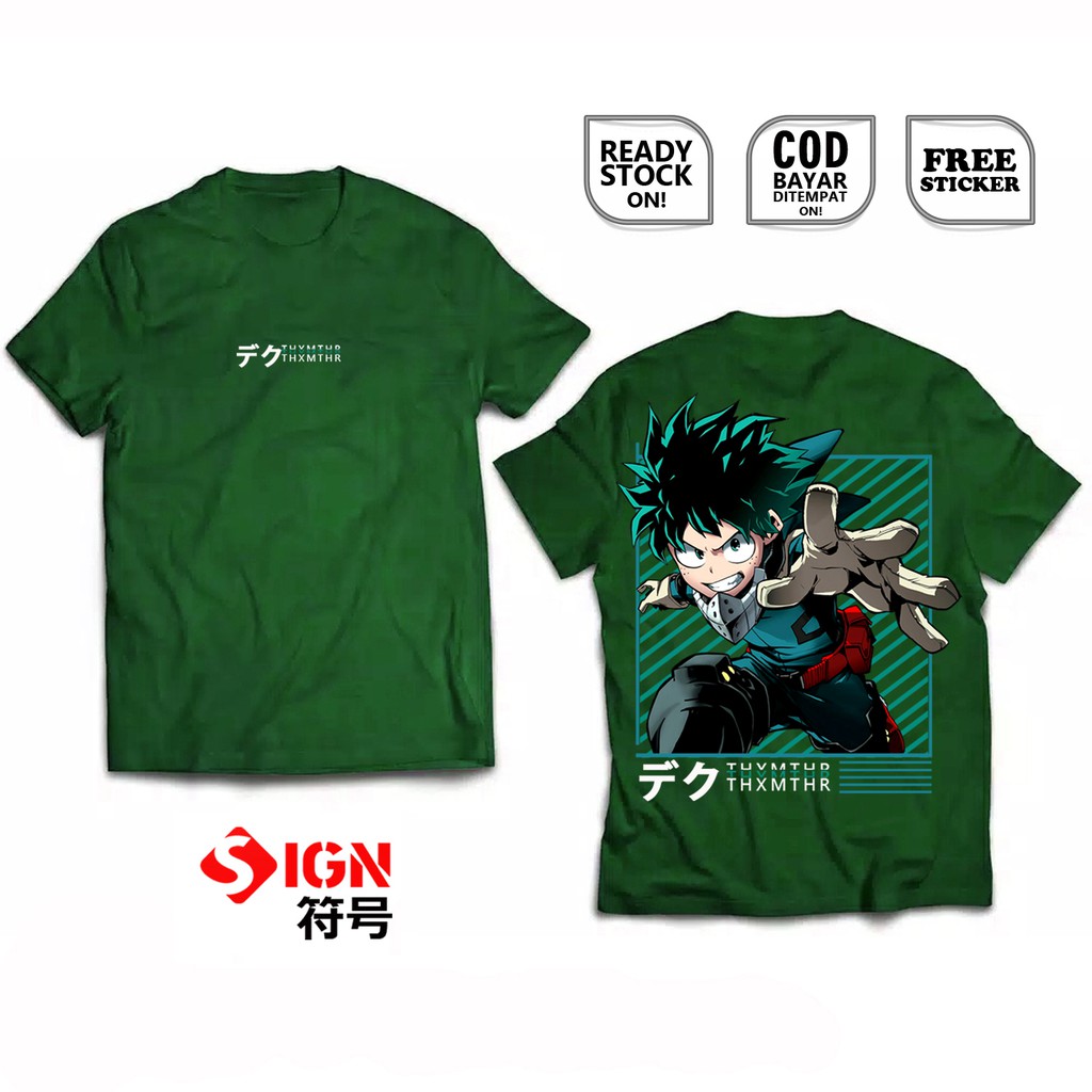 KAOS IZUKU MIDORIYA DEKU デク MY HERO ACADEMIA ANIME MANGA JEPANG KATSUKI SHOTO EIJIRO COSPLAY SIGN