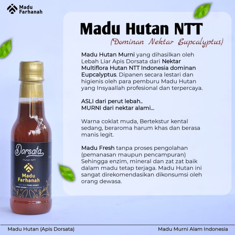 

Madu Farhanah Hutan Liar Asli Murni Bersanad Jelas 330g