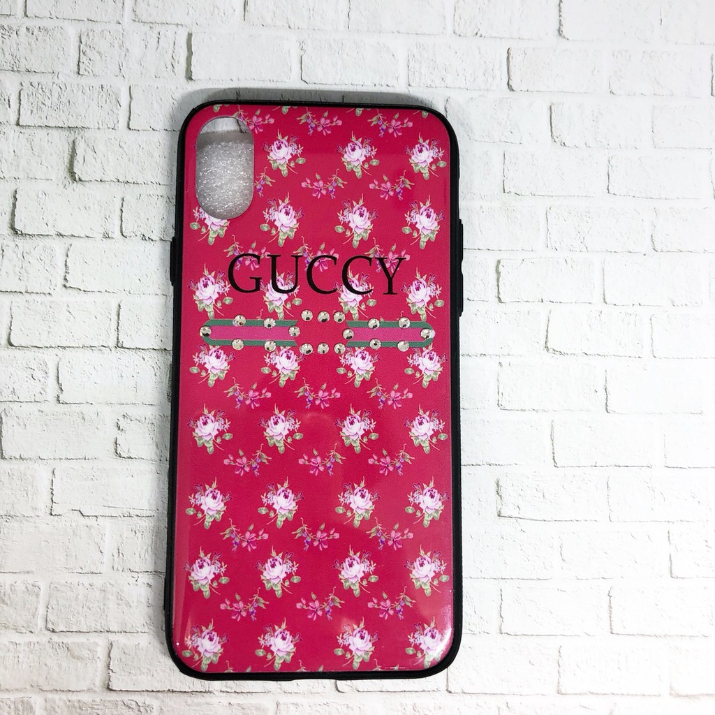 Soft case Fuze Iphone X/ Xs Diamond Glitter Flower Pink White