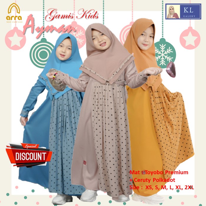 BajuGamisAnakRemajaTanggungPakaianMuslimAnakPerempuanAymanDress
