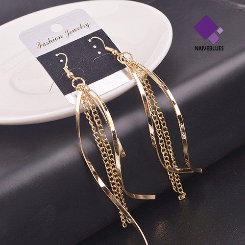 Naiveblue &gt; Anting Kait Gantung Rumbai Panjang Bahan Alloy Gaya Vintage Elegan Untuk Wanita