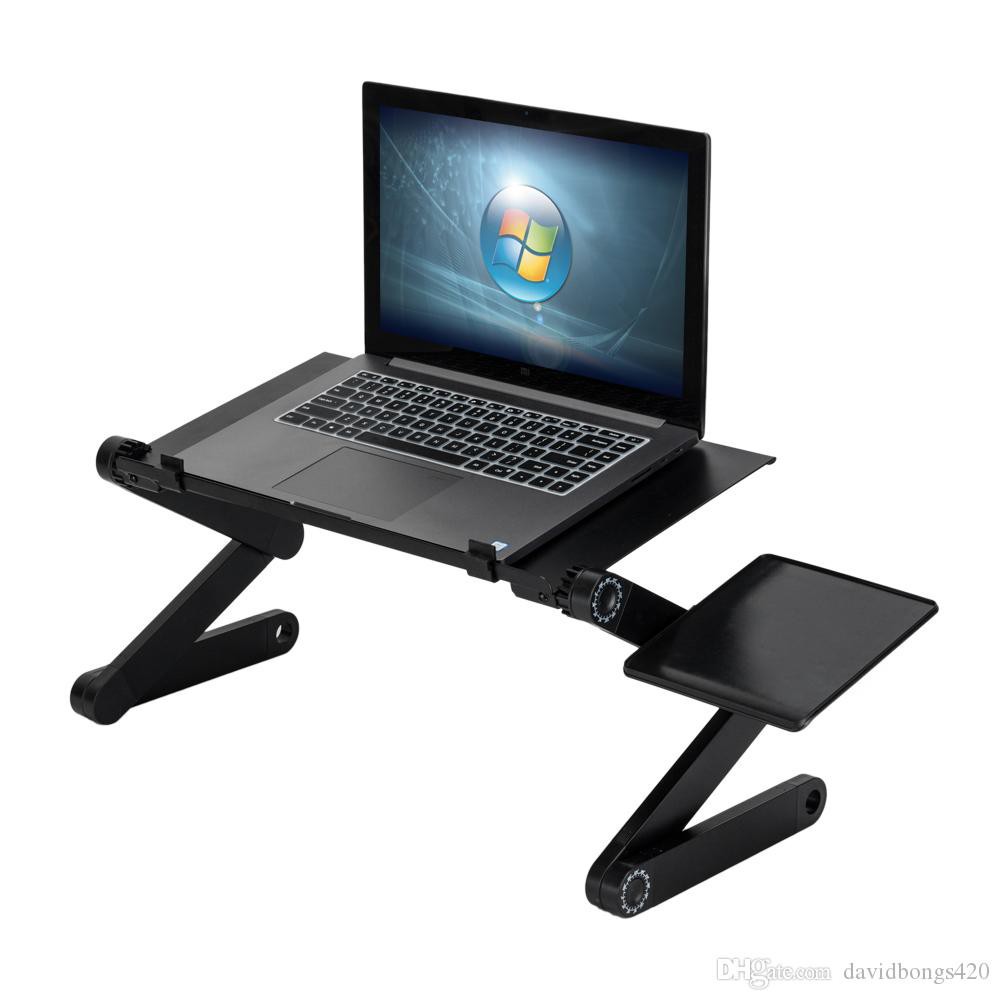 Meja Laptop Lipat Portable Stand Aluminium Cooler Big Fan Mousepad
