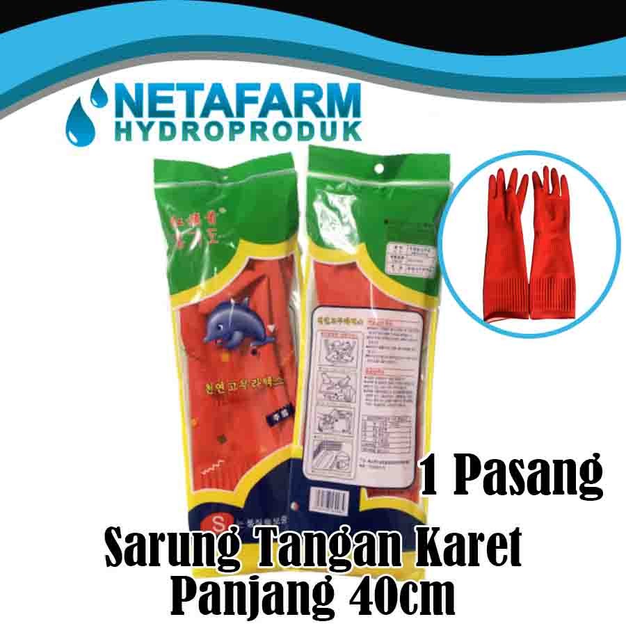 Sarung Tangan Karet Serbaguna Anti Air Panjang 40cm Merah SD1105 -1pcs