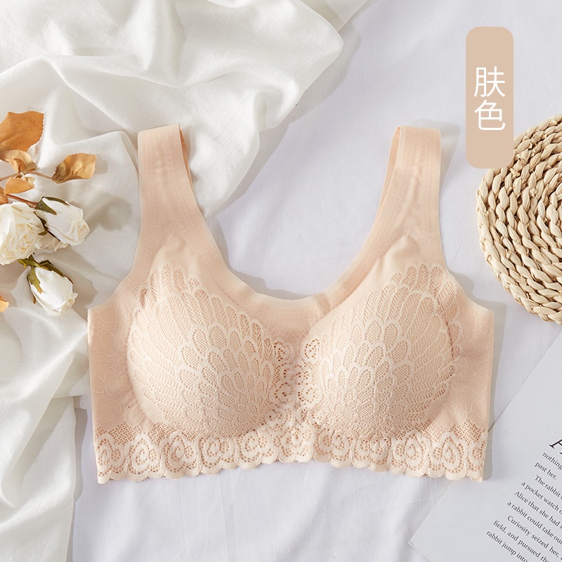 Bra Wanita Seamless Lace Bh Perempuan Anti Nyeplak Pakaian Dalam Cewek Korea Bahan Nylon Halus - LACE