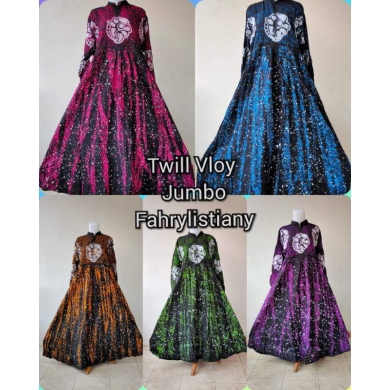 TERBARU GAMIS TWILL JUMBO MOTIP VLOY / GAMIS TWILL WANITA/RESLETING DEPAN/LD 120