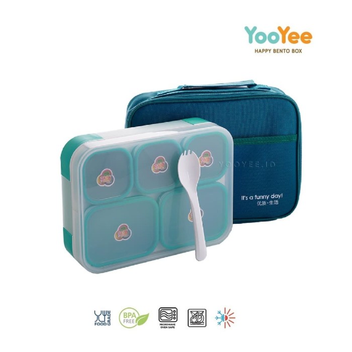 Kotak Makan Yooyee #630 - Hijau lunch box set,anak,stainless,mini,susun,anti tumpah,tempat makan,kot