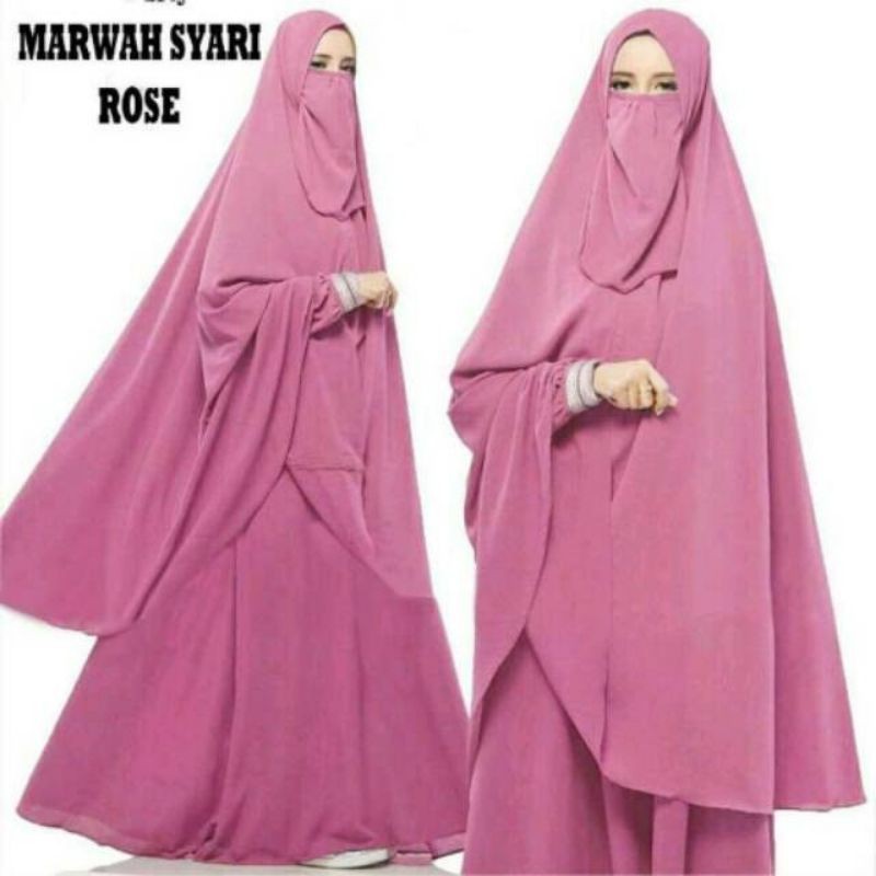 GAMIS MARWAH SYARI SET CADAR//GAMIS TERMURAH//GAMIS SET CADAR//GAMIS SYARI TERBARU-Pink