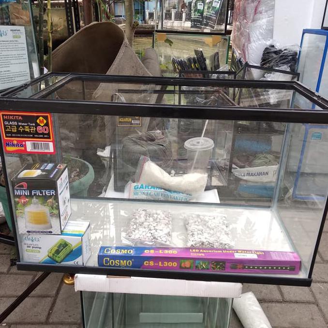 AQUARIUM NIKITA UKURAN 60 x 29.5 x 35.5cm SET AKSESORIS