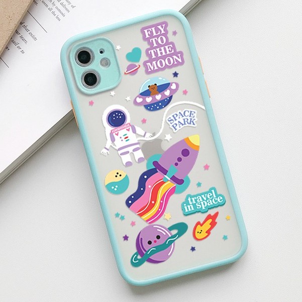 PRINTING HYBRID Planet case oppo a16 a3s a5 a9 2020 f11 f9 a5s a7 a12 a11k a1k realme c2 a52 a92 a33 a53 f11 pro a15 a31 2020 a54 a74 4g reno 4f 5 3 5f-Planet Soft Blue