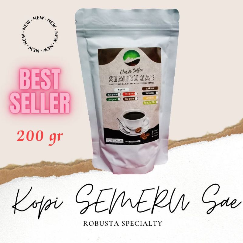 

Kopi Bubuk Robusta Specialty 200 Gram, Kopi Semeru Sae Original dengan Cita Rasa dan Aroma Yang Khas