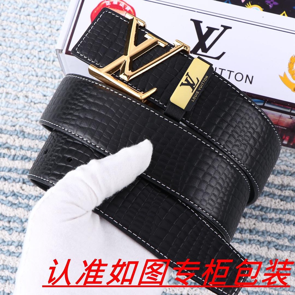 Men's belt LV·Lewisden men's belt. 100% top layer cowhide, leather 24k pure steel buckle can be used