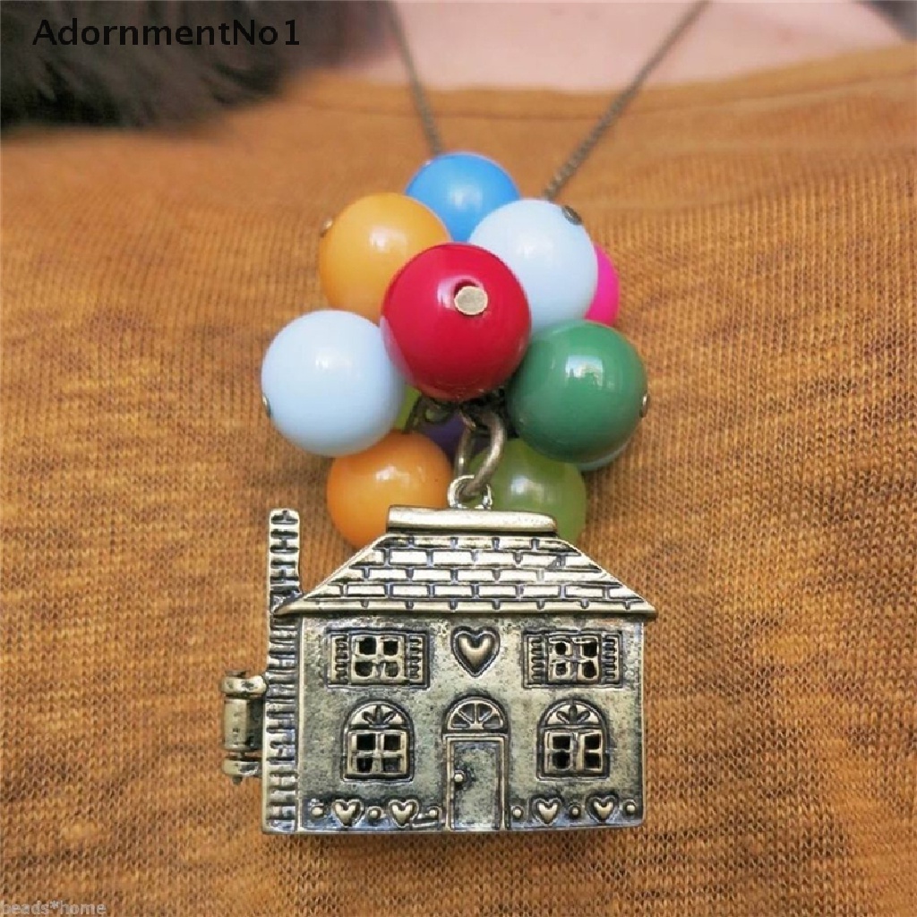 (AdornmentNo1) Kalung Rantai Dengan Liontin Rumah + Balon Film Up Antik Untuk Hadiah Anniversary