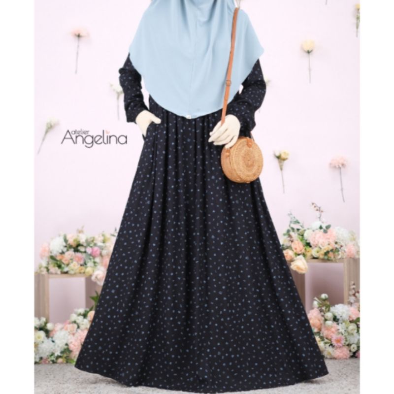 SARAH DRESS SAND ON THE BEACH NAVY GREY UNDER THE SEA SIZE L FREEBOOKED SIAP KIRIM BY ATELIER ANGELI