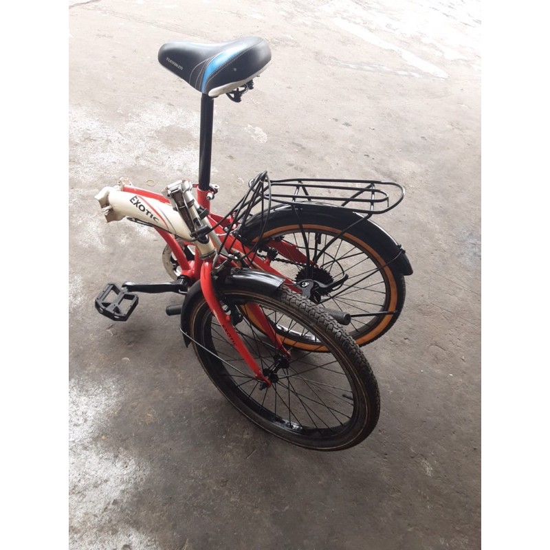 sepeda lipat 20 exotic 7 speed shimano second lumayan red