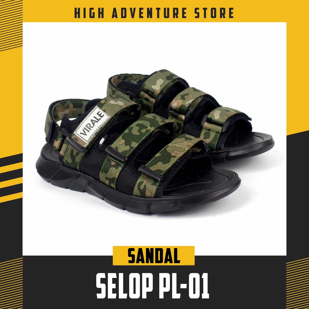 Sandal Gunung Pria Casual Outdoor Murah Sendal Selop Original Traveling Keren PL-01 TL COKLAT