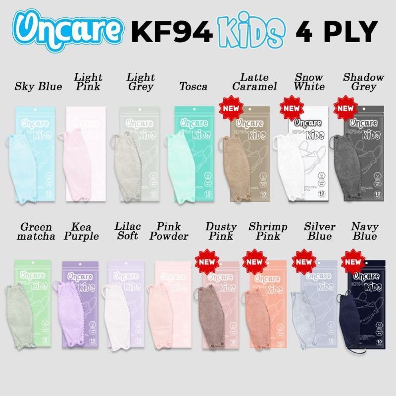 MASKER KF94 ANAK ONCARE KIDS 4PLY POLOS HITAM PUTIH WARNA