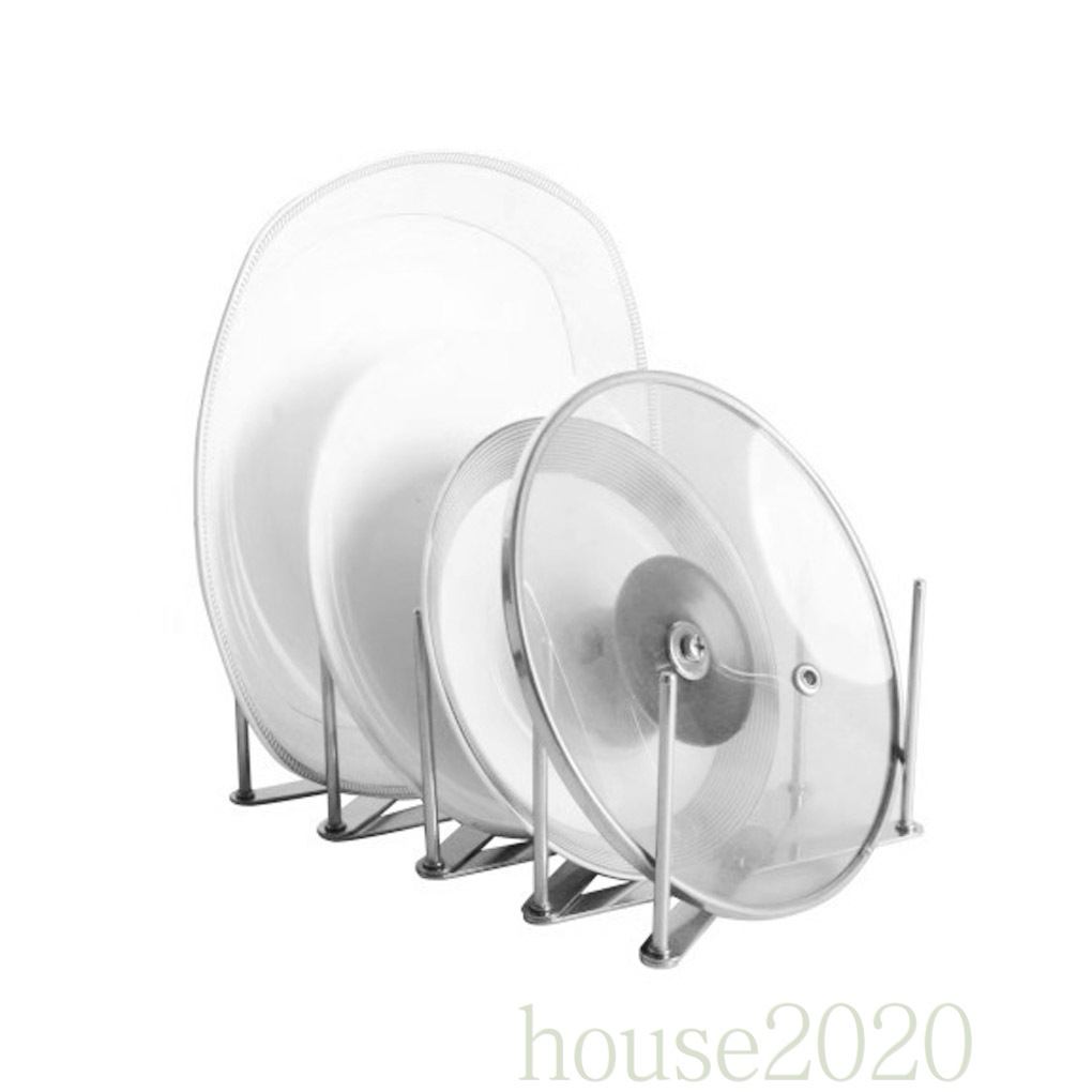 [house2020]Extendable Pot Lid Holders Multipurpose Steamer Rack Flexible Plate Organizer Stainless Steel Adjustable Tray Holder