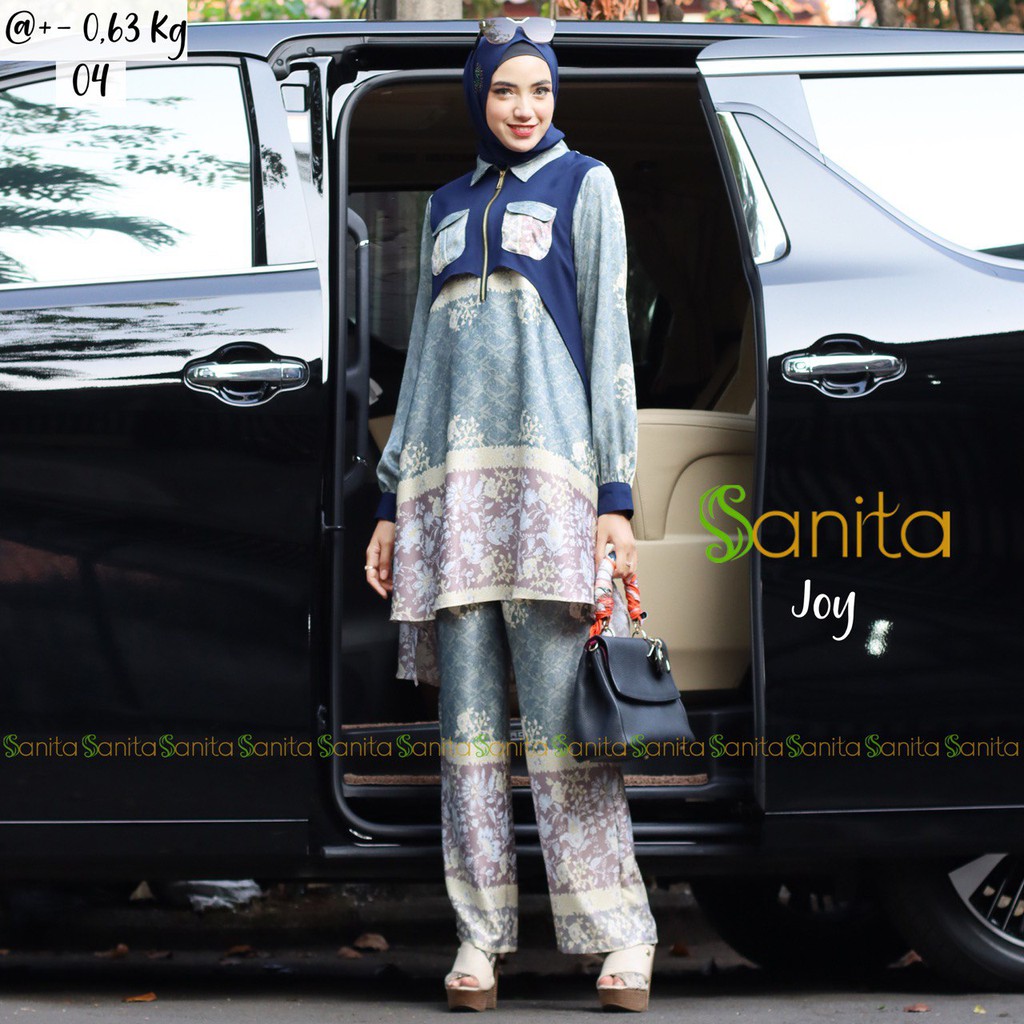 JOY Set by Sanita Setelan Celana Pashmina Motif Bahan Halus Lembut Busui Original Brand Promo MURAH