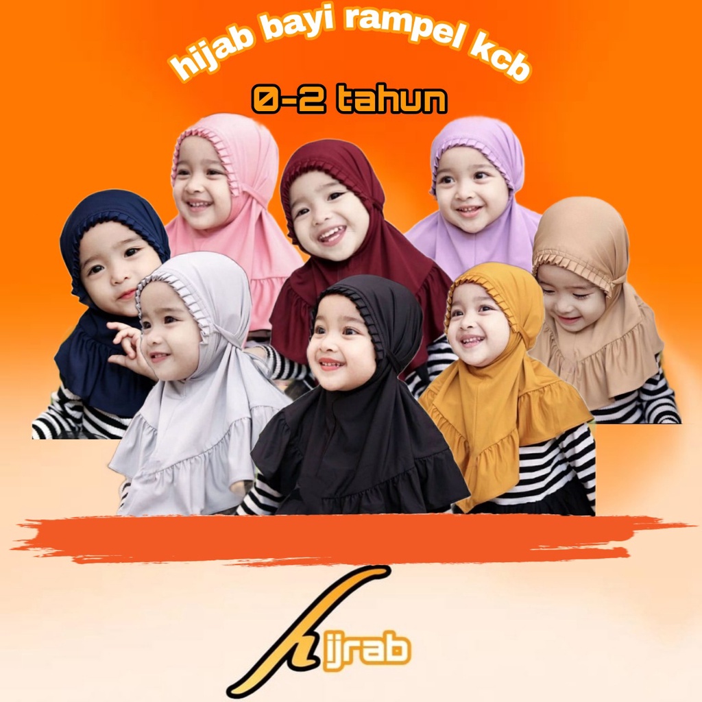 hijab bayi instant rampel kcb umur 0-2 tahun