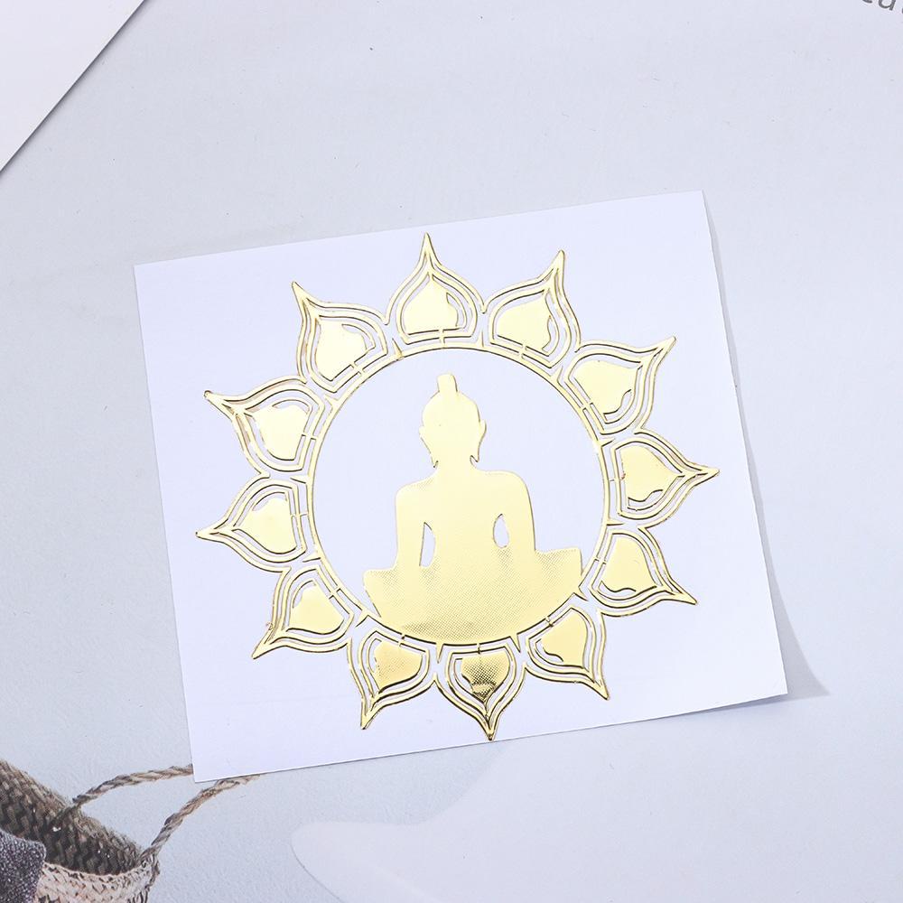 Stiker Energi Desain Bunga Bahan Metal Tembaga Warna Emas