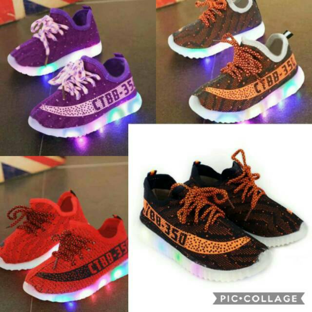 LED KNIT SPORT 350 / LED SHOES / SEPATU LAMPU ANAK / SEPATU ANAK MURAH / SEPATU SEKOLAH /