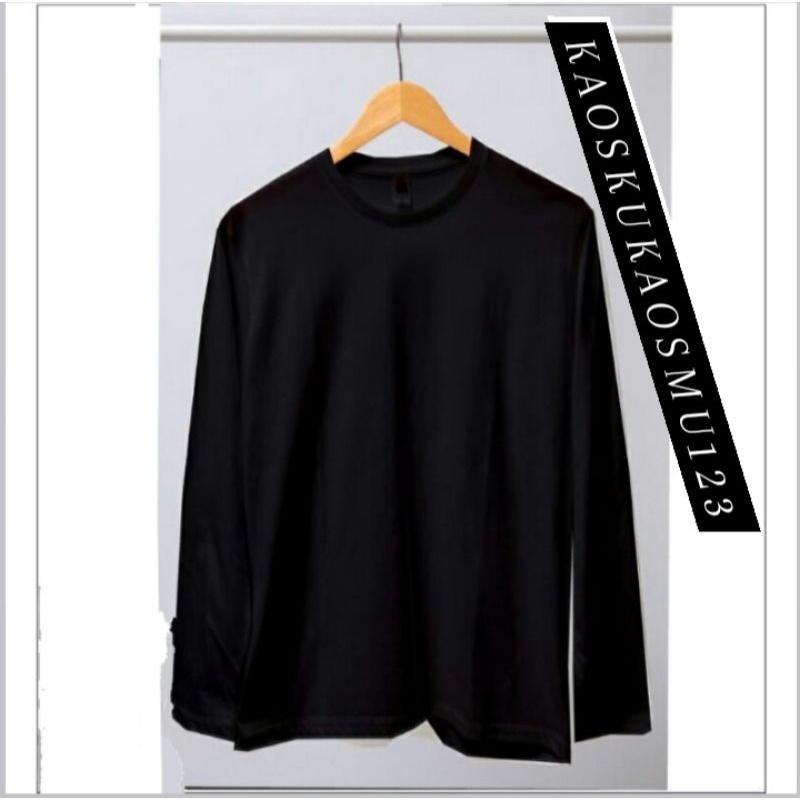 KAOS POLOS LENGAN PANJANG DISTRO BAJU POLOS LENGAN PANJANG DISTRO BLACK SOLID PAKAIAN PRIA WANITA AT
