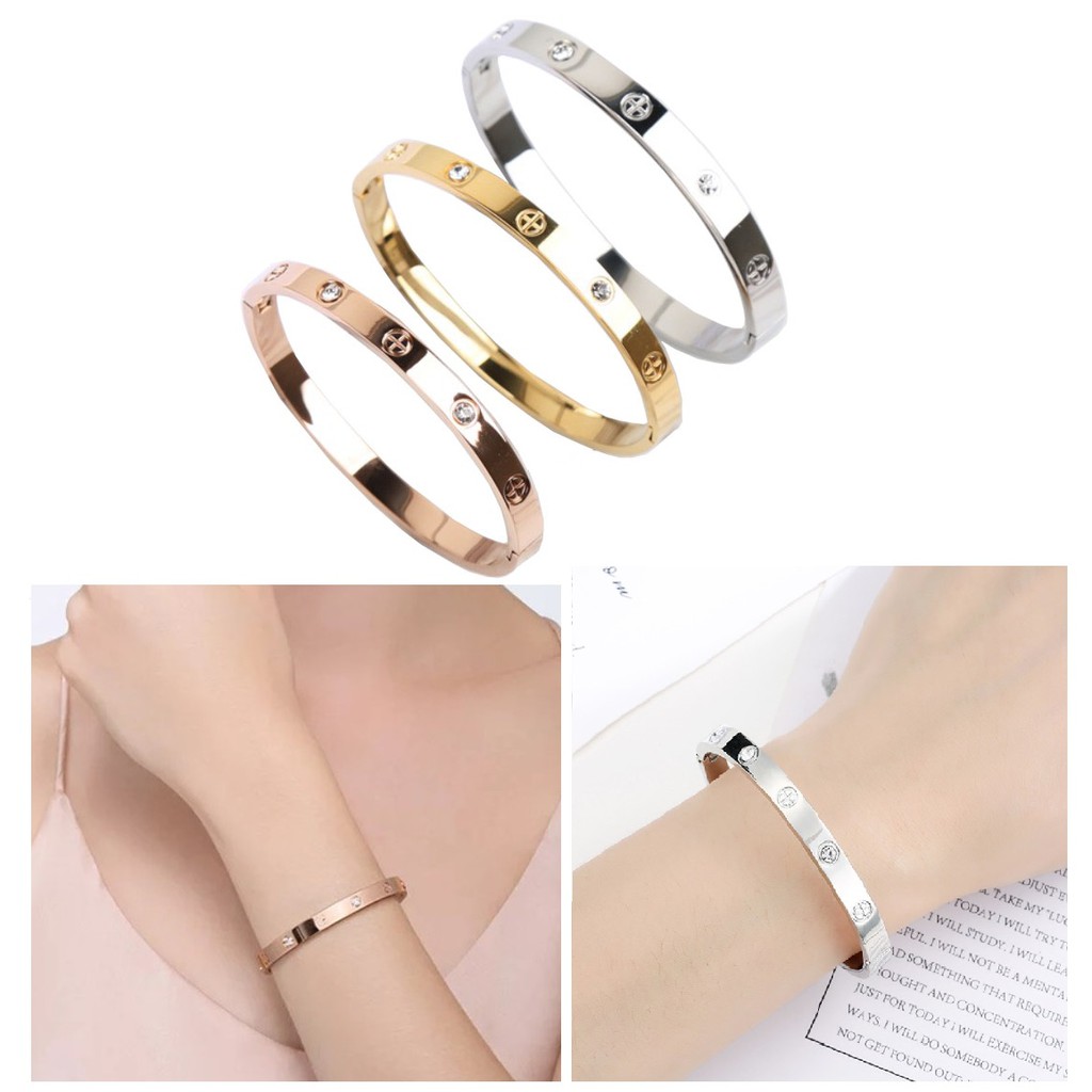 Gelang Tangan SKRUP DIAMOND Lapis Emas Korea Eropa Fashion Bangle Bracelet Model 2X POLISH!!