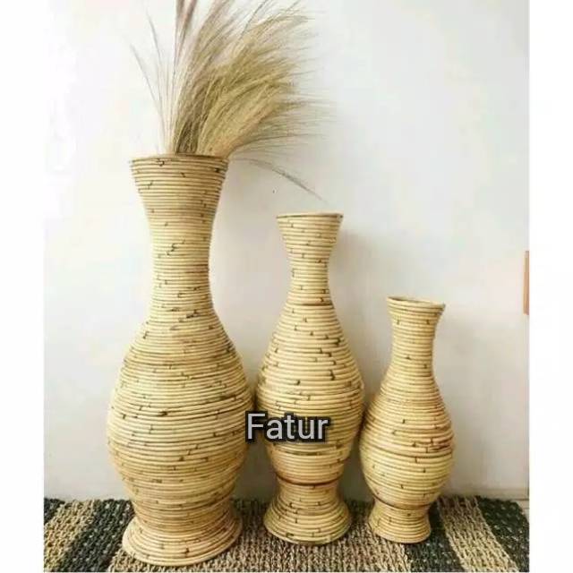 Vas bunga Gucci rattan sintesis alami termurah