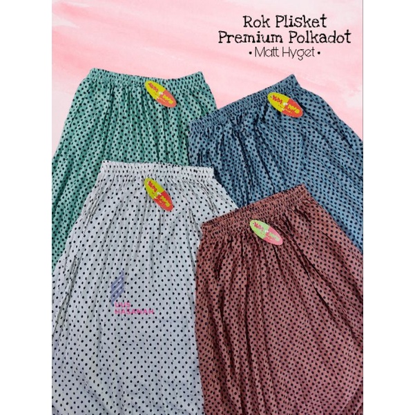 ROK PLISKET PREMIUM POLKADOT ••rok prium plisket ••rok lipatan polkadot ••rok plisket hyget premium