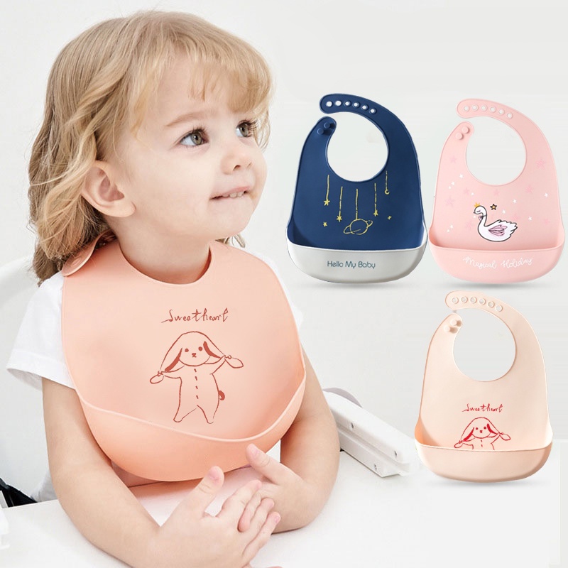 kaikki Premium Baby Bibs Silikon BPA Free Waterproof MPASI Celemek Makan Bayi Feeding Silicone Slabber Bib