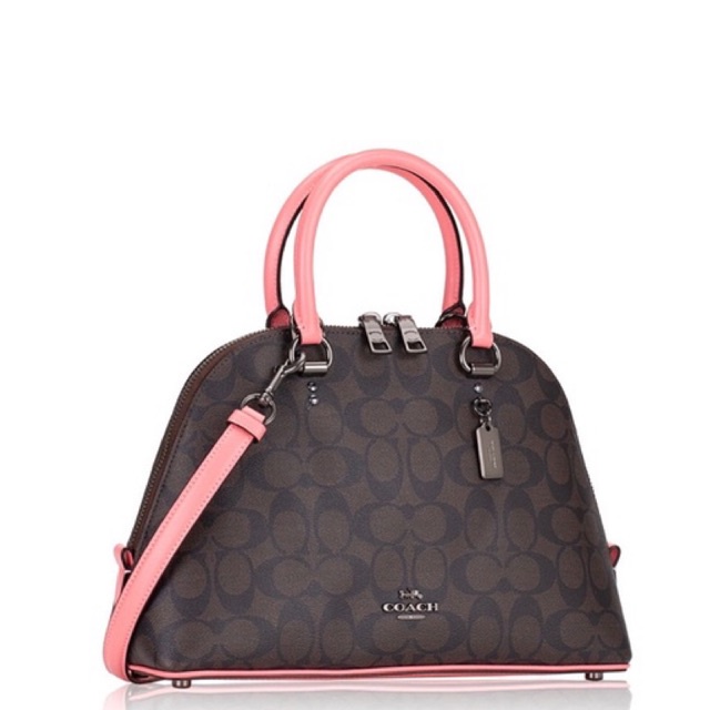 COACH KATY SATCHEL IN SIGNATURE CANVAS LIST PINK (F2558)