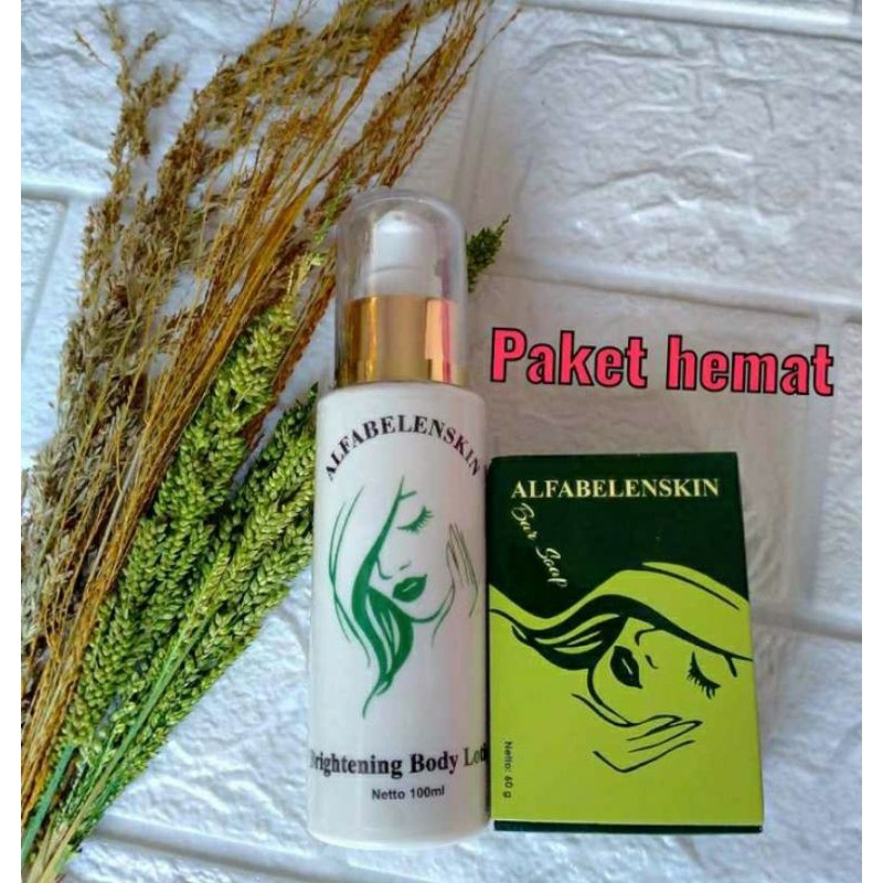 PAKET HEMAT ALFABELENSKIN // BRIGHTENING BODY LOTION & BARSOAP // FREE POUCH CANTIK