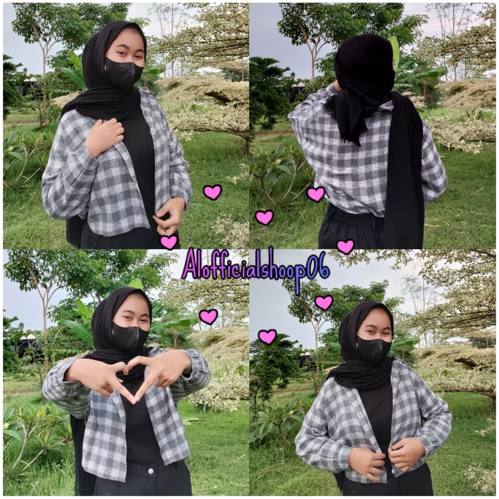CROP TOP FLANEL / KEMEJA FLANEL WANITA / KEMEJA CROP / KEMEJA WANITA TERBARU-Al 32
