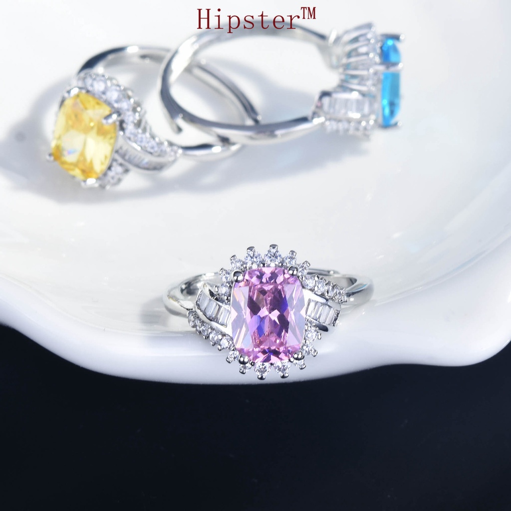 Cincin Berlian Sapphire Warna Pink Kuning Model Terbuka