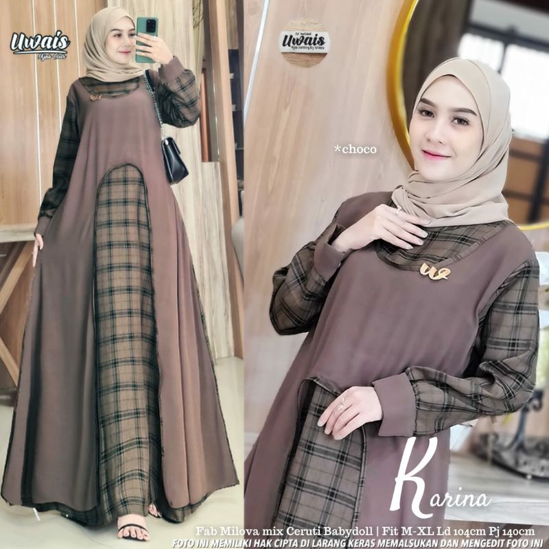 Karina by Uwais - Gamis Square Dress Wanita with Outer
