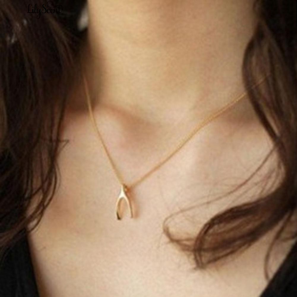 [Bayar Di Tempat]Kalung Wishbone ajaib Keberuntungan Pesona Hadiah Klavikula