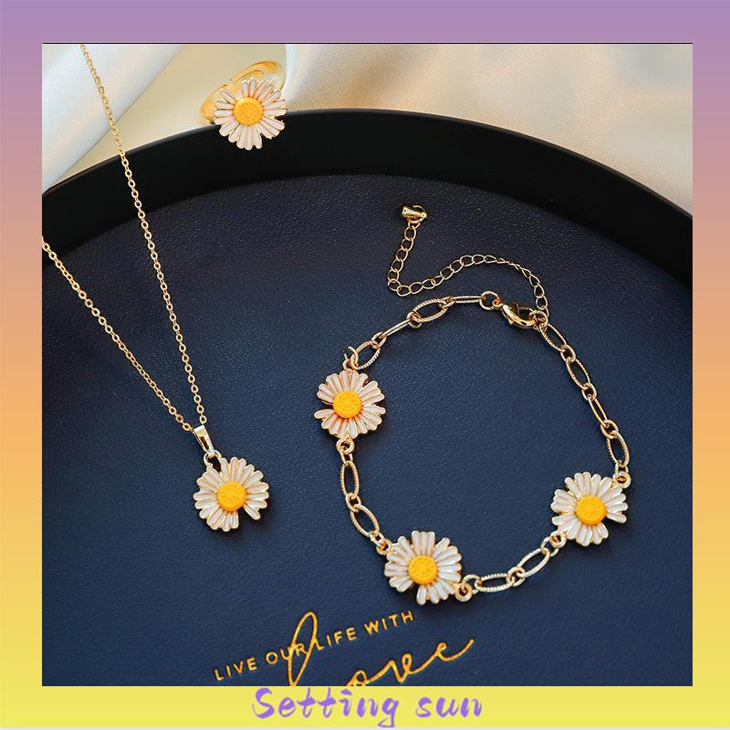 Fashion Daisy Rumbai Kalung Kecil Daisy Gelang Emas Gelang Kalung Emas TN