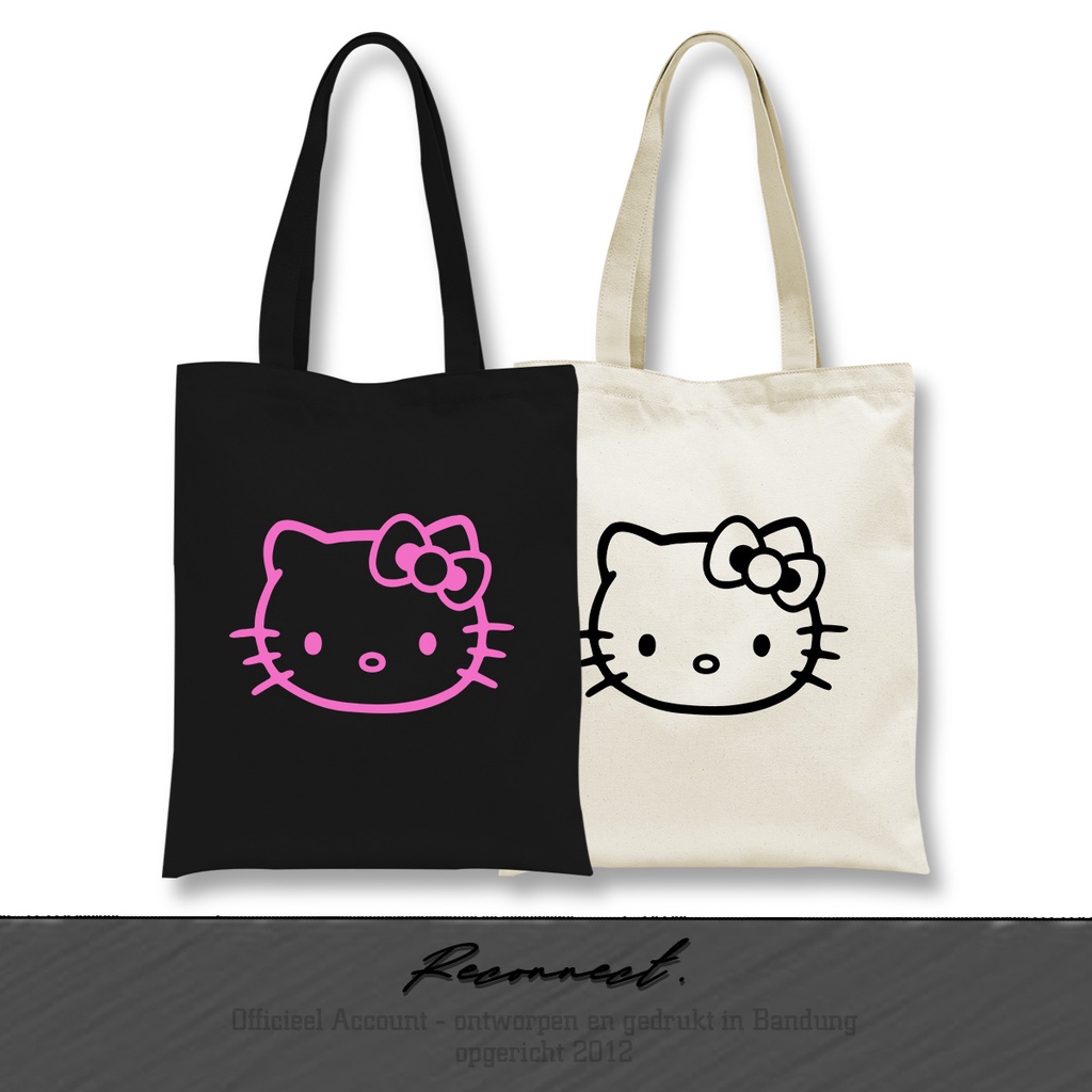 Reconnect TOTE BAG Waterproof Motif Logo Hello Kitty - Gratis Tambah Nama