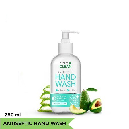 SECRET CLEAN ANTISEPTIC HAND WASH ALOE VERA &amp; AVOCADO PUMP 250ML