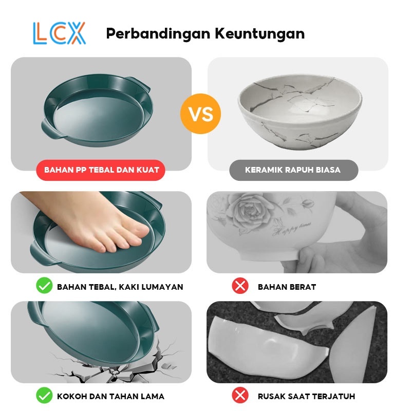 LCX Piring Saji Cantik dengan Gagang Tahan Panas Piring Serat Gandum Gaya Jepang /Bahan Eco-Friendly VS-84