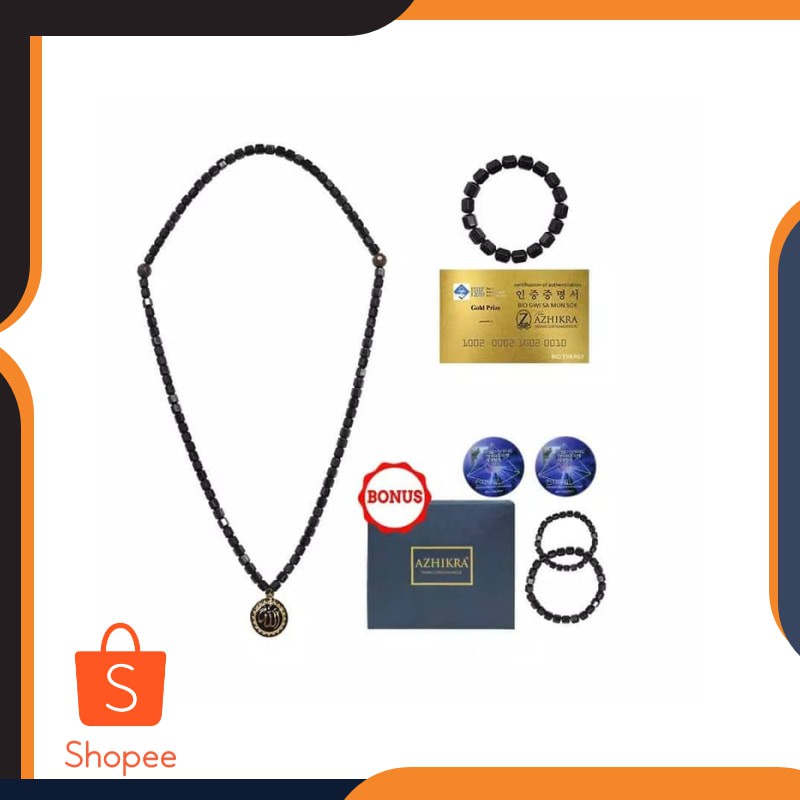 TERLARIS Kalung Gelang Kesehatan AZHIKRA Ori - Tasbih Azikra Black Jade Azzikra Elegan